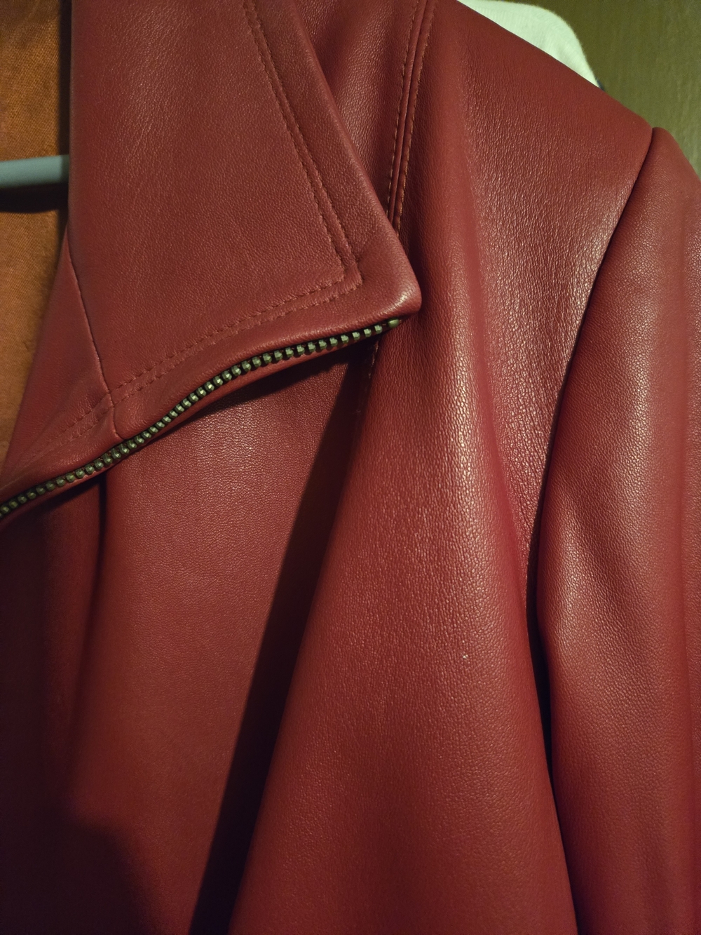 Preston & York Deep Red Leather Zip-Front Jacket 2x - Picture 3 of 7